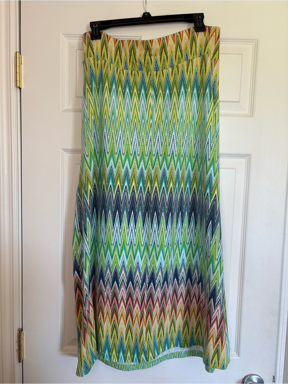 Indigo Multicolor Chevron Maxi Skirt in Green, Blue, Yellow - Picture 1 of 5